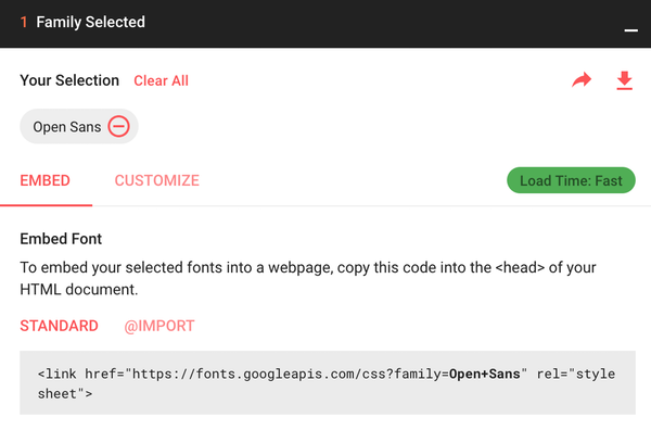 Google Fonts screenshot